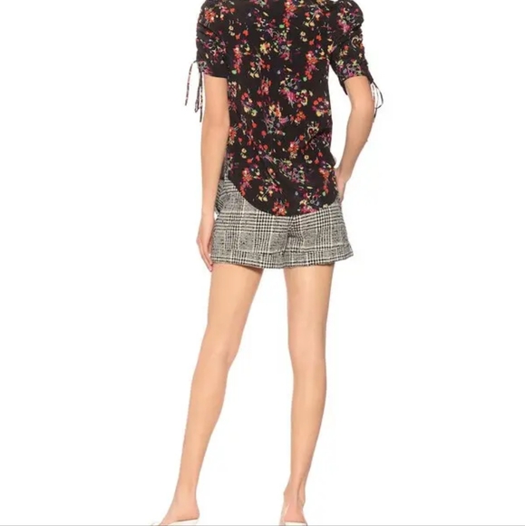 Veronica Beard Carmine sz 6 Silk Black Floral Puff Sleeve Blouse - Picture 2 of 11